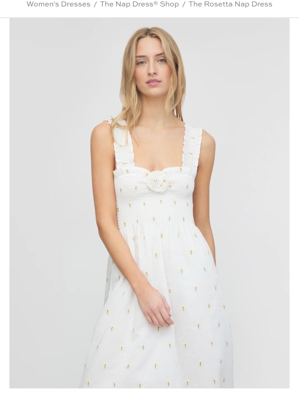The Rosetta White Maxi Dress in daisy organza